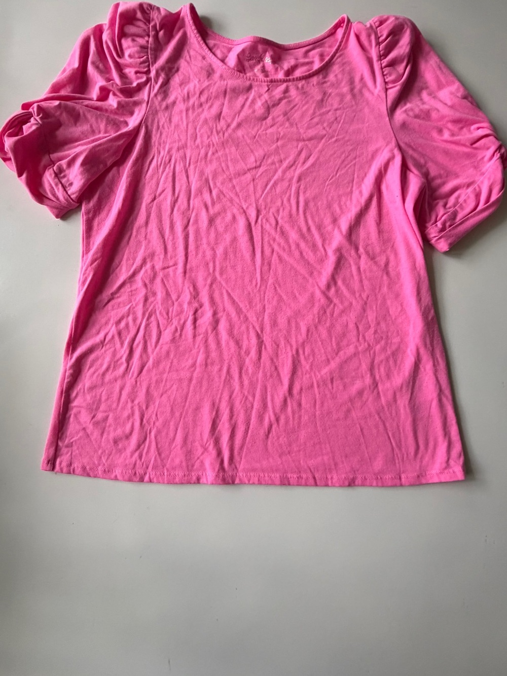 Lilly Pulitzer Puff-Sleeve Top Shirt Pink Size M Blouse Vacay